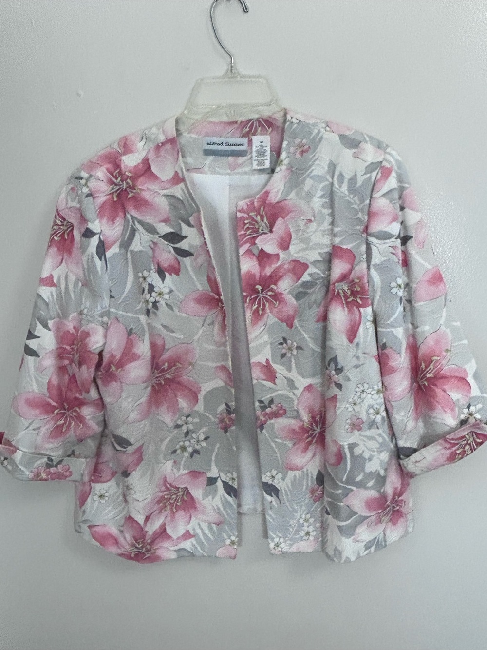 Vintage Alfred Dunner Floral Open Front Blazer Jacket 3/4 Cuffed Sleeves